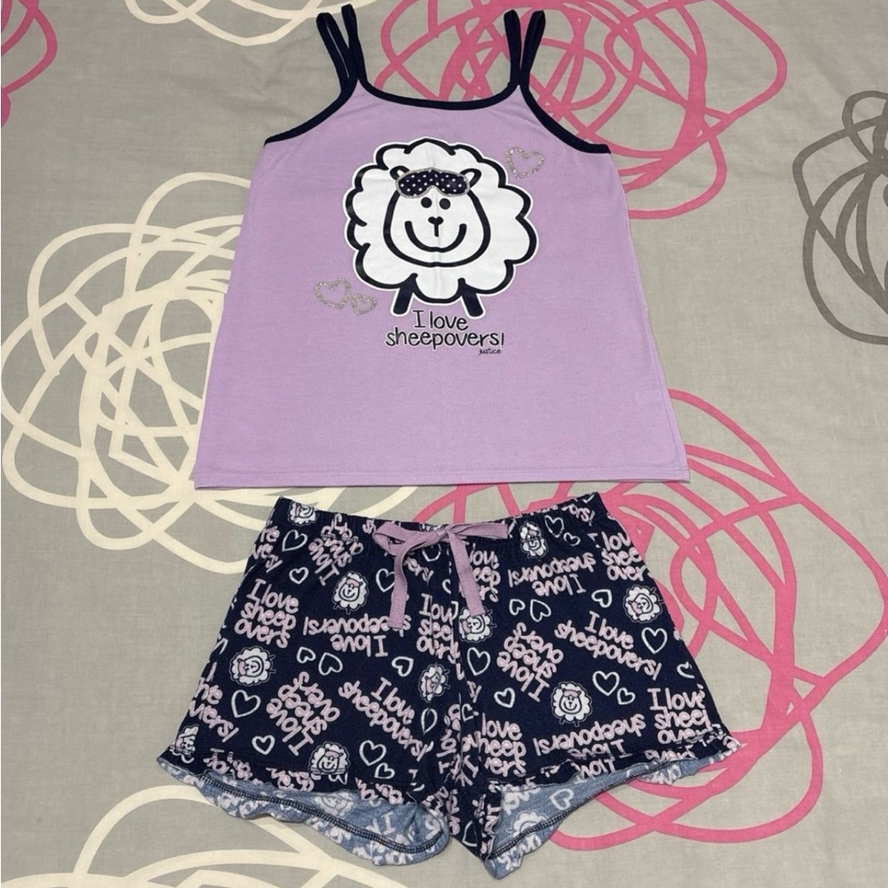 Justice Purple Pajama Set With Sheeps